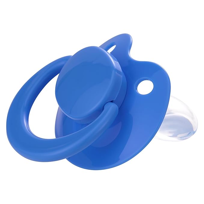 Adult Sized Pacifier Bigshield : Replacement Silicone Paci Big Teat for Anxiety Release - Orthodontic Binky Taken Apart and Re-Assembled Blue