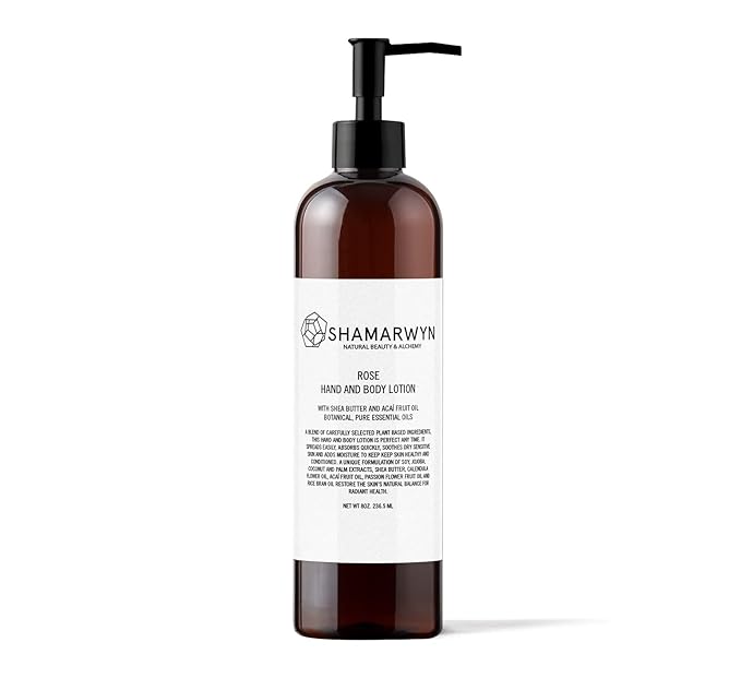 shamarwyn Rose Hand & Body Lotion Natural Organic Shea Butter & Acaí Fruit Oil for Dry Skin 8oz