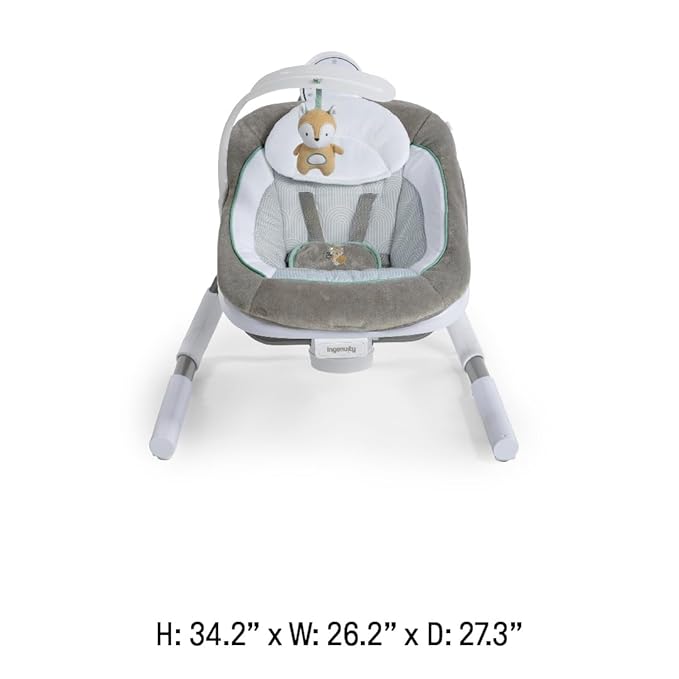 Ingenuity Anyway Sway 5-Speed Multi-Direction Portable Foldable Baby Swing & Infant Seat with Vibrations, Nature Sounds, 0-9 Months 6-20 lbs (Ray)