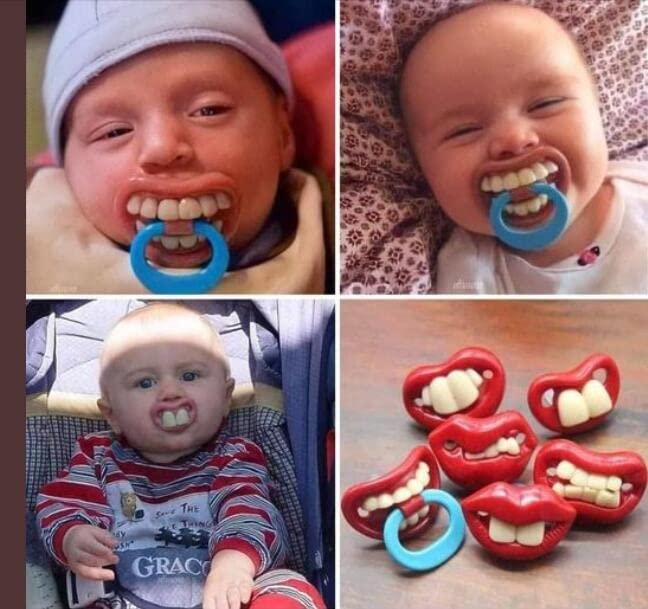 Funny Pacifier for Baby, Buck Tooth Pacifier Fake Big Teeth Soft Pacifiers with Teeth Food Grade Silicone for Babies Health BPA Free, Great Gift for Kids (3pcs-B)