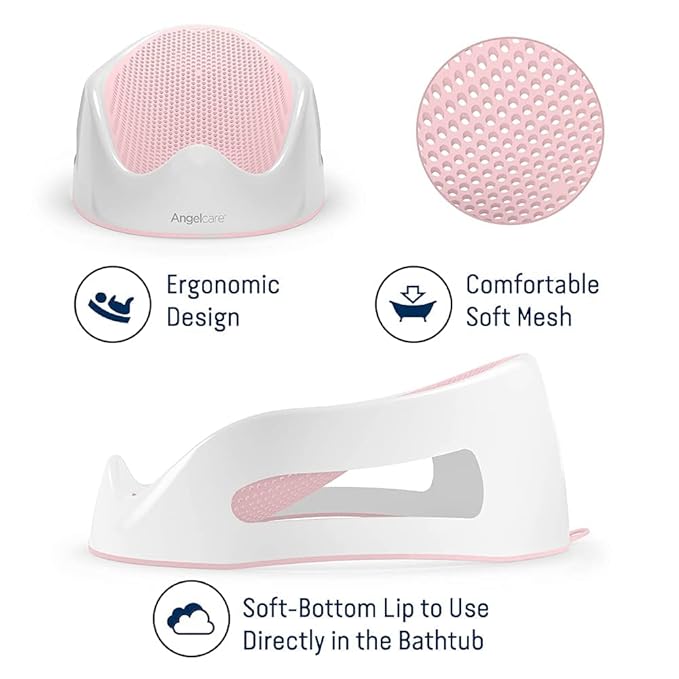 Angelcare Baby Bath Support (Pink) | Ideal for Babies Less Than 6 Months Old (Pack of 2)