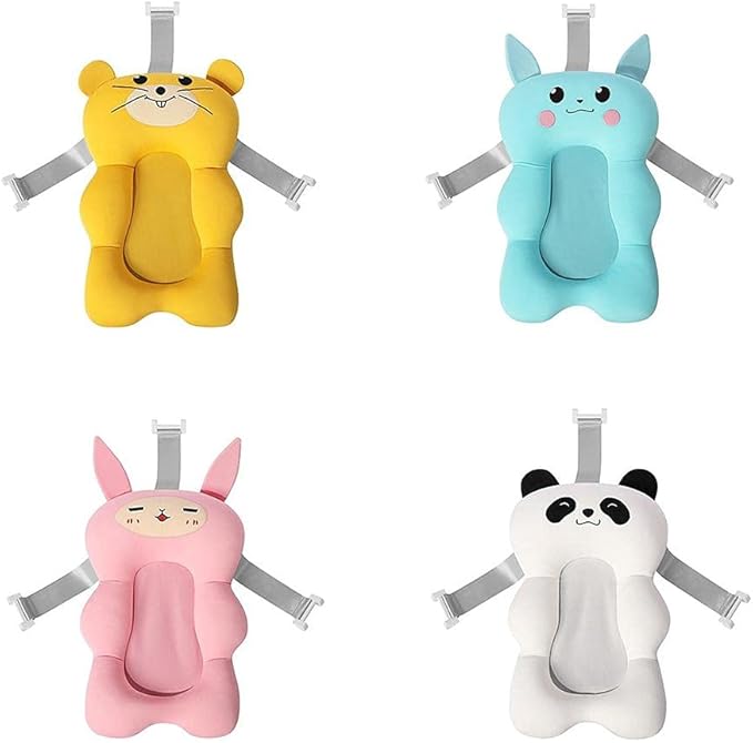 Baby Bath Mat, 52 x 34 x 9 cm Baby Shower Cushion with about 20KG Bearing Range, Baby Bath Support Seat Mat, for 0-1 Years Old Newborn (White Panda)