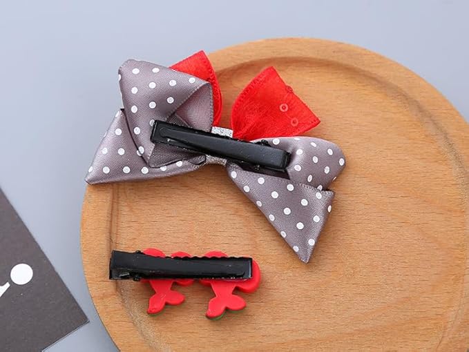 Strawberry Snap Clips Baby Girls Fruit Hair Bow Clips Strawberry Hair Ring Tie BBW24 (Set-H)