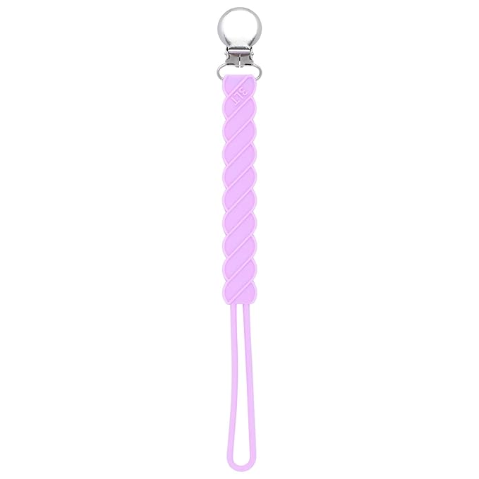 Three Little Tots All Silicone Modern, Short and Safety Tested Pacifier Clip (Lavender, Twist)