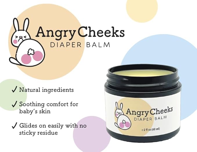 Bieda® Angry Cheeks® Diaper Balm. Soothing diaper cream with natural ingredients. Cloth Safe & Petroleum-Free. Zinc oxide free barrier glides on easily with no sticky residue. (2 oz.)