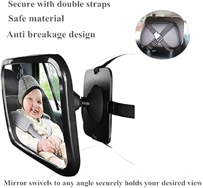 Baby Car Mirror, Safety Car Seat Mirror for Rear Facing Infant with Wide Crystal Clear View, for Newborns and Young Children, Crash Tested and Certified for Safety