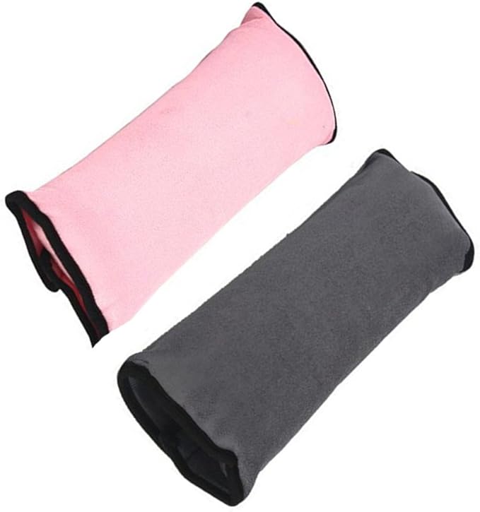 Kids Seatbelt Pillow 2 Packs, Universal Car Seat Belt Pillow Seatbelt Protector Soft Cushion Shoulder Covers Pad Headrest Neck Support Kids for Children and Adult (Pink+Gray)