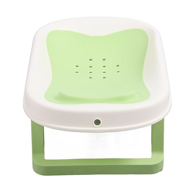 Baby Bather Baby Bath Tub with Mesh Holes Bathtub Support Newborn Shower Stand for Newborns, Green, PP and TPE Material
