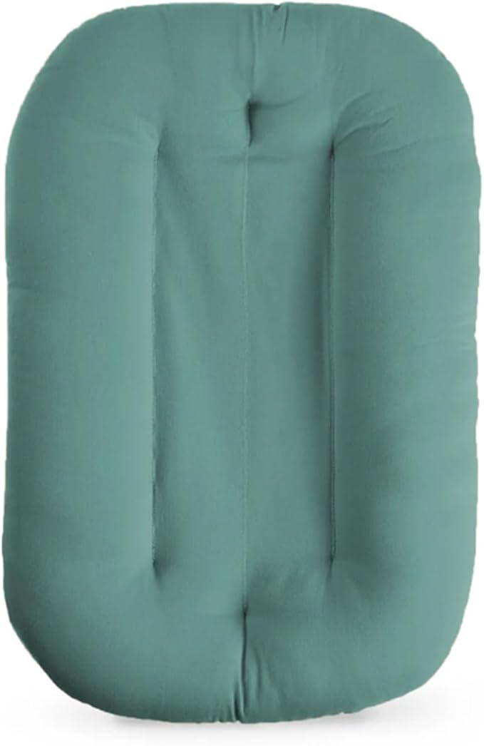 Lucakuins Baby Lounger for Newborn, 0-24 Months, Bionic Design Infant Lounger for Home and Travel, Soft Organic Cotton, Newborn Babies Essentials Gifts (Pure Dark Green)