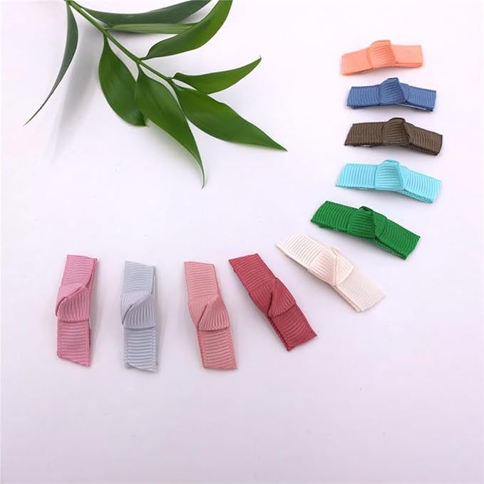 Boutique Baby Hair Clips Toddler Tiny Hair Bow Snap Clips in Fringe Bangs Fine Hair Accessories Infant Baby Girls Kids Hairbow (Bitty Bow 24 Pcs)