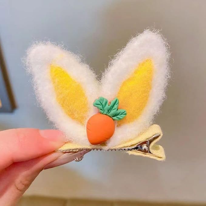 Baby Girls Carrot Hair Clips Pin Easter Bunny HairClips Carrot Hair Barrettes Pin JHE27 (D2-Yellow Ear)