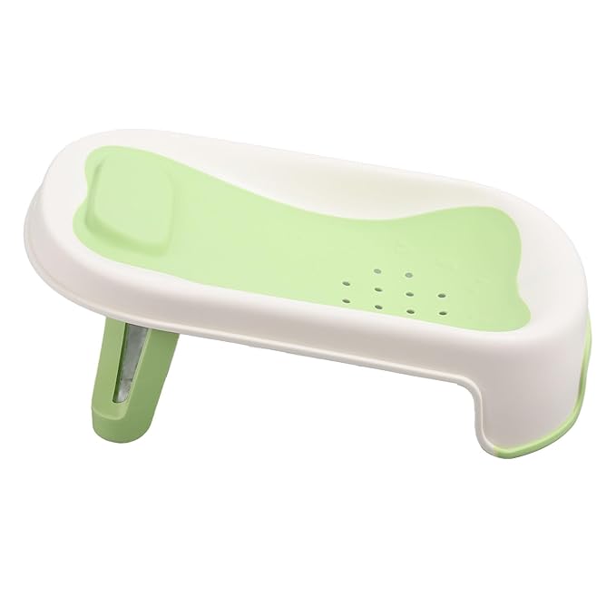 Baby Bather Baby Bath Tub with Mesh Holes Bathtub Support Newborn Shower Stand for Newborns, Green, PP and TPE Material