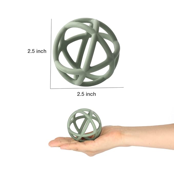 Teething Toys, TOPGOMES Baby Teether Toys, BPA Free Silicone Soft Ball Easy to Hold Teether for Babies Ages 6 Months+ 2 Pack (Sage+Ether)