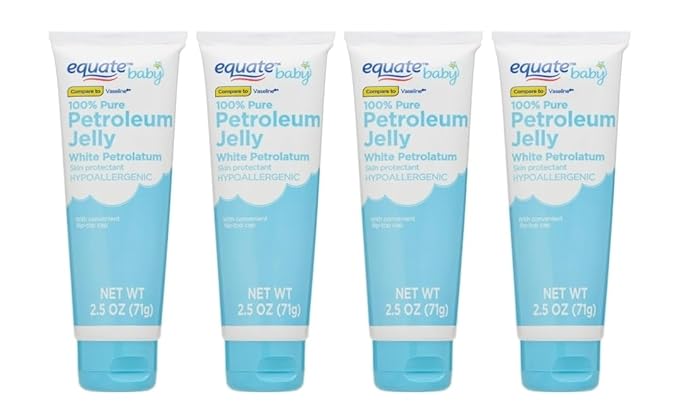 Generic Equate Baby Petroleum Jelly 100% Pure, 2.5 oz Each, Soothing Skin Protectant, Pack of 4