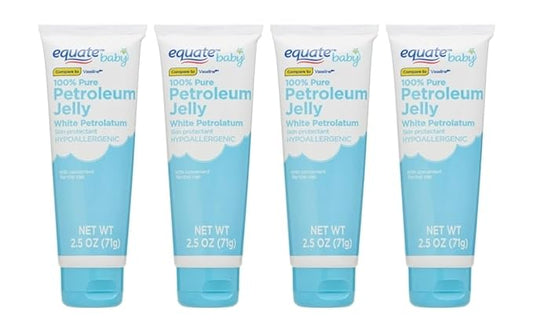 Generic Equate Baby Petroleum Jelly 100% Pure, 2.5 oz Each, Soothing Skin Protectant, Pack of 4