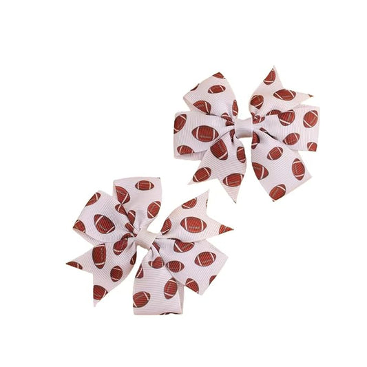 3Inch Hair Bows for Baby Girls，Back to School Pinwheel Bows Grosgrain Ribbon Toddler Bows Clips Hair Barrettes Accessories for Girls (2PCS Ball Hair Bows) (rugby)