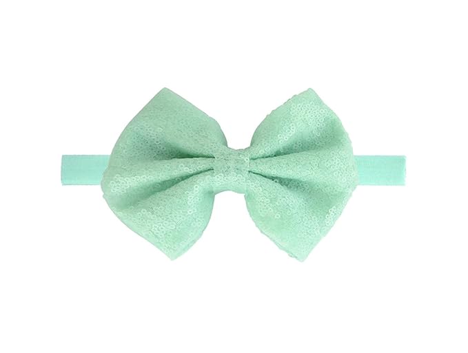 Baby Girl's Lovely Sequins Bowknot Headband Toddler Hairband for Photography Travel Party Festivals (Light Green, One Size)