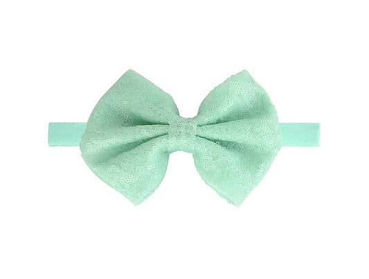 Baby Girl's Lovely Sequins Bowknot Headband Toddler Hairband for Photography Travel Party Festivals (Light Green, One Size)