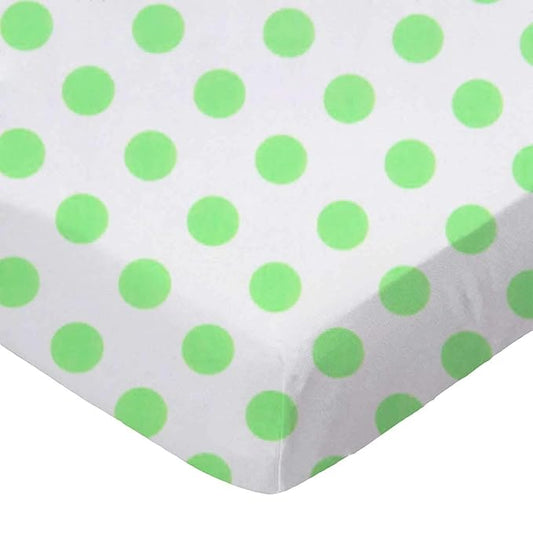 SheetWorld Fitted 100% Cotton Percale Pack N Play Sheet Fits Graco Square Play Yard 36 x 36, Neon Green Polka Dots, Made in USA