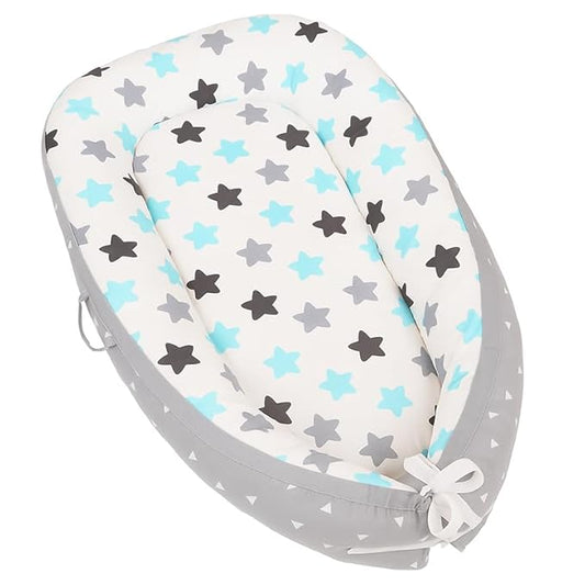 Newborn Baby Lounger with Adjustable Safety Bumper, Hypoallergenic Infant Support & Rest Pillow for Travel, Tummy Time & Co-Zone Comfort, Lightweight 3.31 lbs