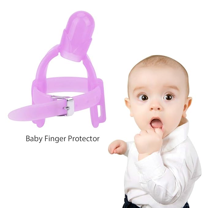 Thumb Sucking Finger Protector, Adjustable Biting Teether Soft Silicone Finger Guard Thumb Protector for Babies 3 Months and Above(Purple)