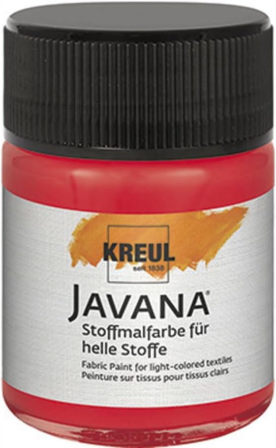 KREUL - Javana Textile Paint, Light Red, 50 ml (Includes Brush), For Light Fabrics, Adults