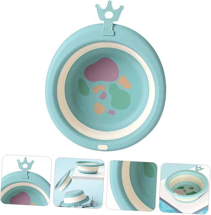 FOMIYES Collapsible Wash Basin Portable Boy Girl Face and Foot Basin Cartoon Design Lightweight Silicone with Capacity for Easy Use at Home Outdoors