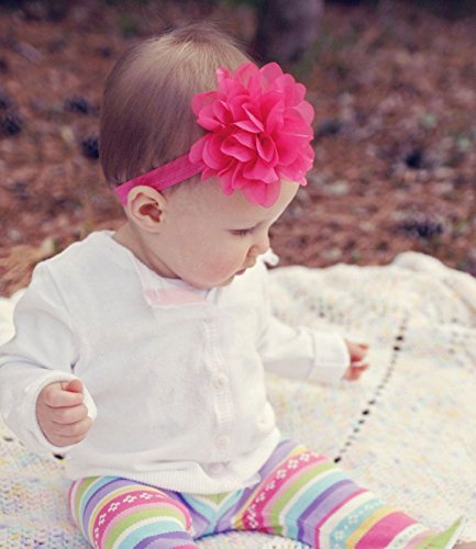 CÉLLOT 18Pcs Baby Girls Headbands Tulle Hair Bows Head Wraps 3inch Chiffon Flowers Bows Soft Stretchy Turban Headbands for Newborn Infant Girls and Toddlers