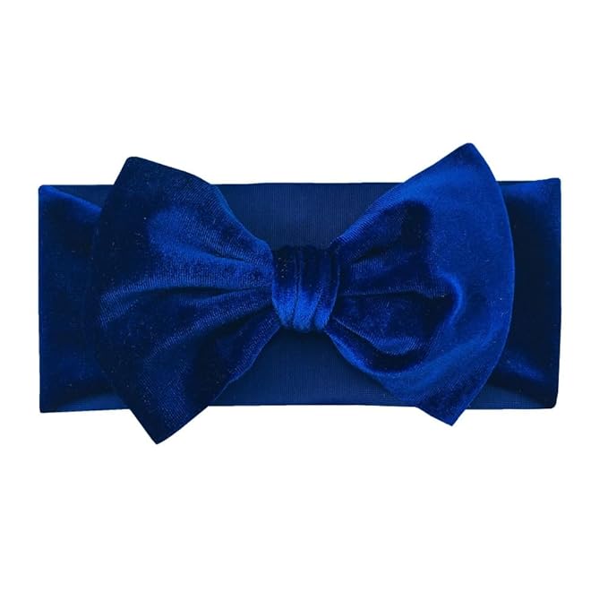Baby Girl's 7'' Soft Big Bowknot Velvet Headband Toddler Hairband for Photography Travel Party Festivals (Royal Blue, One Size)