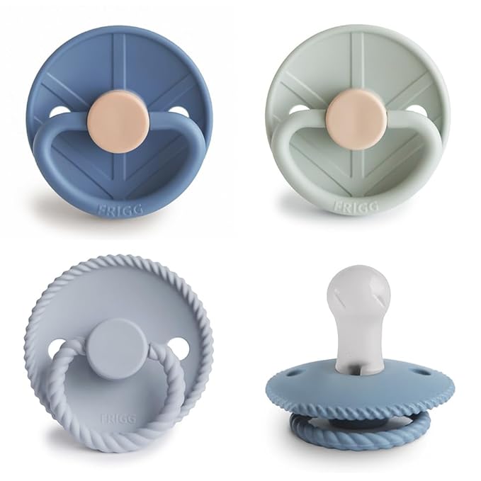 FRIGG SilkySoft Silicone Baby Pacifier 4-Pack Skyline Serenity | Made in Denmark | BPA-Free (0-6 Months)