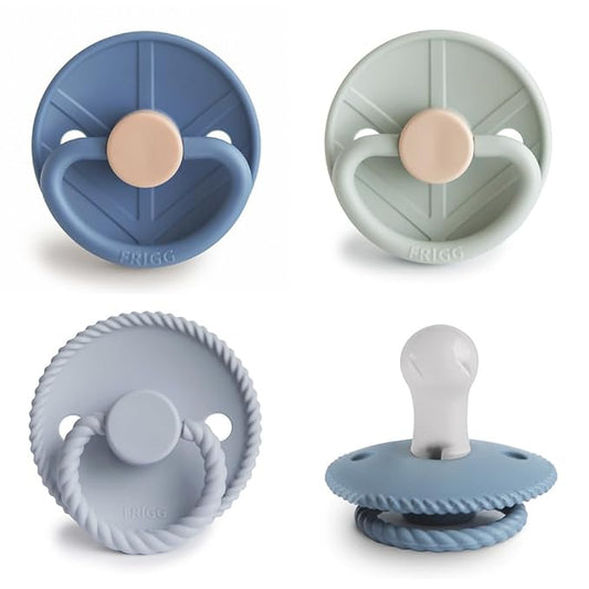 FRIGG SilkySoft Silicone Baby Pacifier 4-Pack Skyline Serenity | Made in Denmark | BPA-Free (0-6 Months)