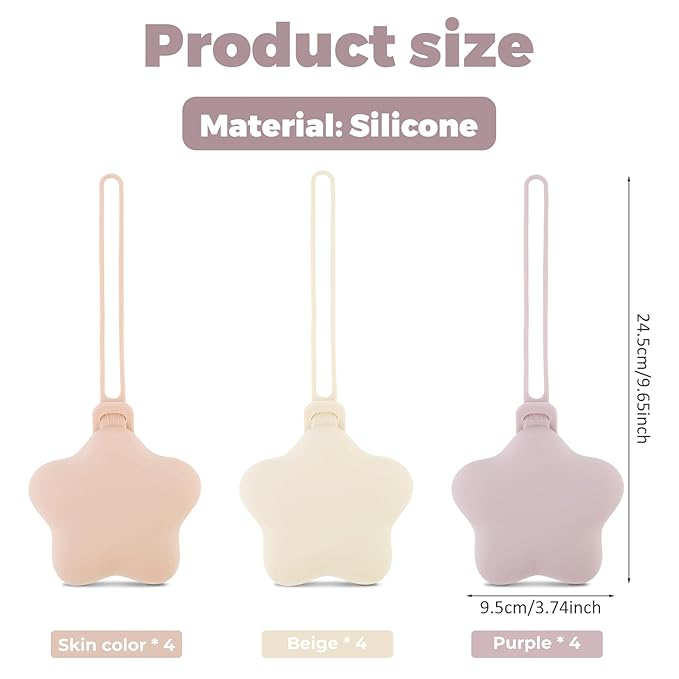 12 Pack Silicone Pacifier Holder Case, Safe and Soft Material, Pacifier Pouch Portable Pacifier Case with Stretchy Lanyard, Protective Pacifier Storage Case for Diaper Bag Stroller Travel