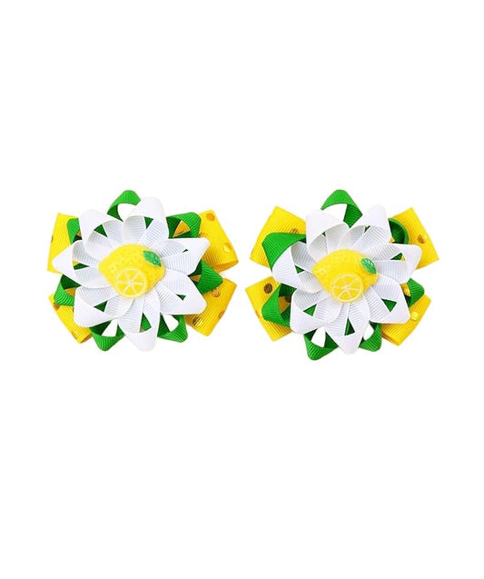 Lemon Bow Clips Baby Girls Fruits Bowknot Pin Kids Girls Yellow Lemon Hair Bow Clips BBG97 (Set-C)