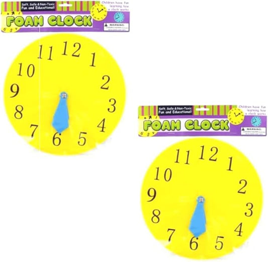 Kole Imports Lot of 2 Foam Clock Fun and Educational Teaching Supplies