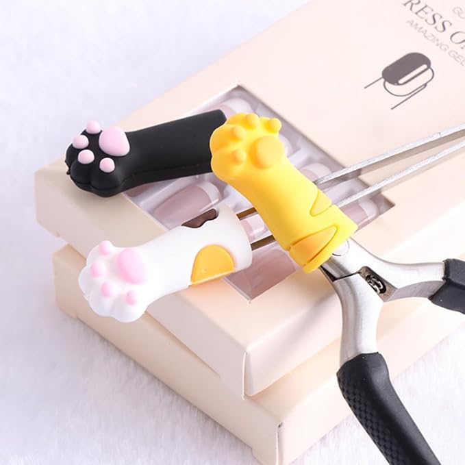 VOSAREA 9pcs Cat Paw Protector Scissors Safety Scissors Tip Cap Cuticle Manicure Tools Cover Animal Nippers Cover Metal Shears Nipper Sleeve Child PVC Soft Glue Cartoon Pointed Hat