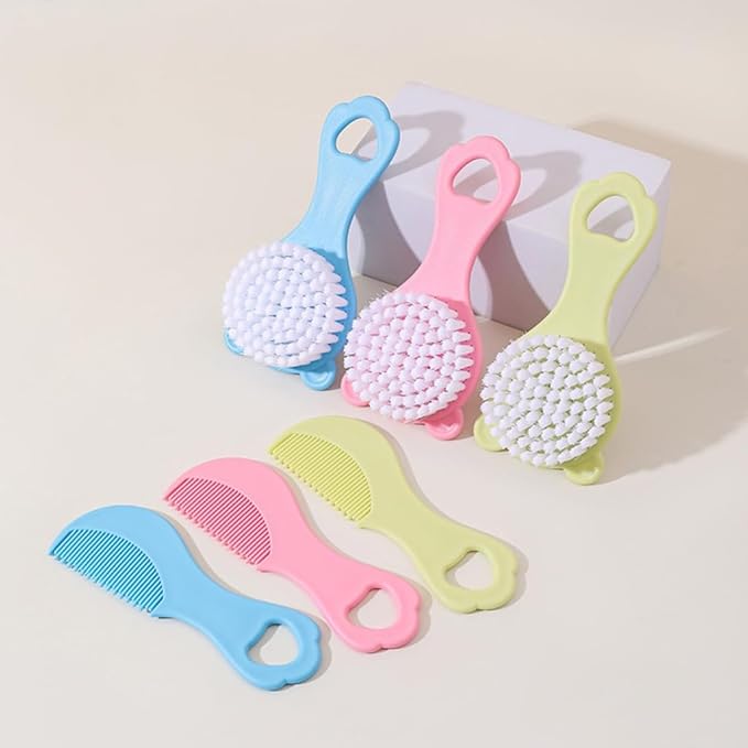 Infant Comb Set with Hairbrush for Delicate Skin Feature Lovely Bear Pattern New Parents Essential Hair Care