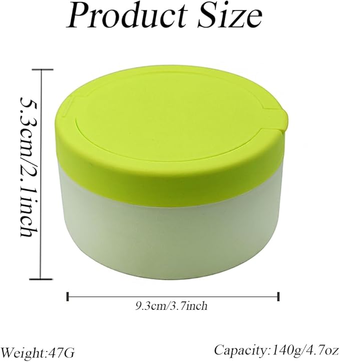 White Plastic Empty Baby Powder Puff Case with Green Sifter Lid Refillable After-Bath Talcum Powder Jar Dispenser Portable Beauty Baby Skin Care Container for Home and Travel