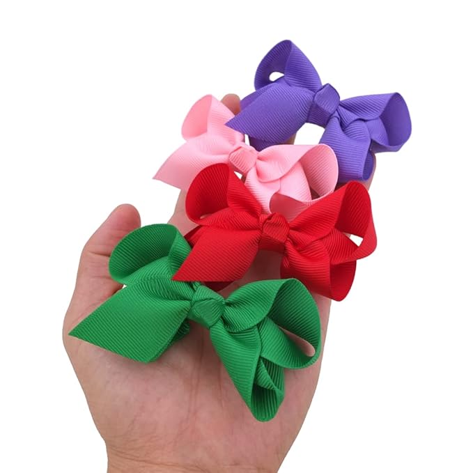 24 Colors Boutique Hair Bow Clips for Little Girls Grosgrain Ribbon Bow Alligator Hair Clip Toddler Baby Girl Kids Hair Accessories (24 pcs/3 Inch)