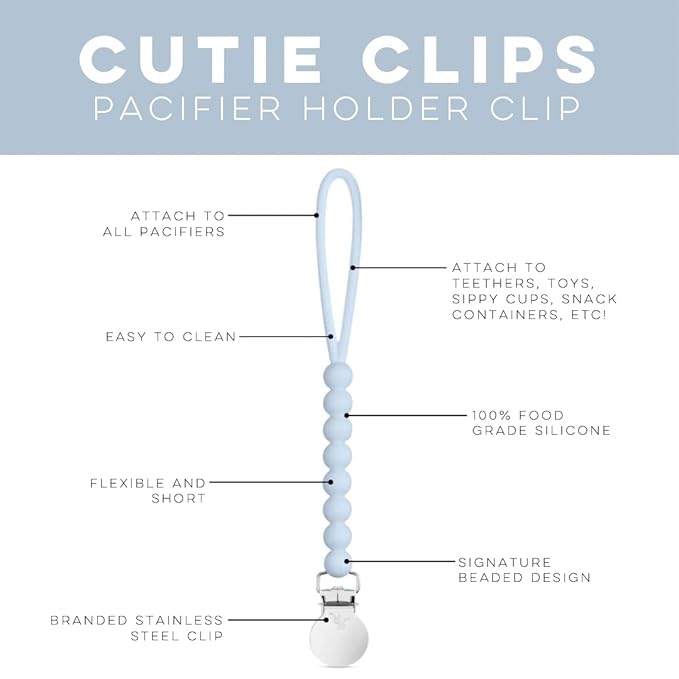 Ryan & Rose Cutie Clip Judy - Pacifier Clip Holder Silicone (Judy, Blue) (Pack of 2)