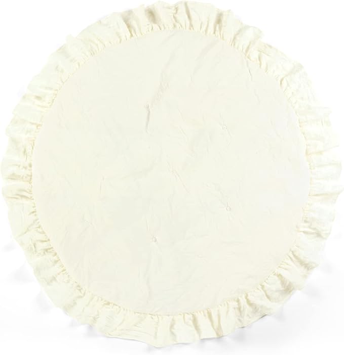Lush Decor Baby Round Ruffle Play Mat Single 36" Diameter, Ivory
