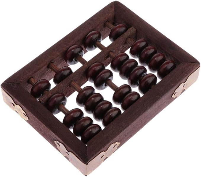 5 Column Chinese Wooden Bead Arithmetic Abacus with Box for
