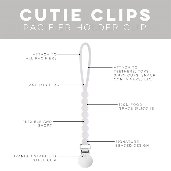 Ryan & Rose Cutie Clip Judy - Pacifier Clip Holder Silicone (Judy, Clear) (Pack of 2)