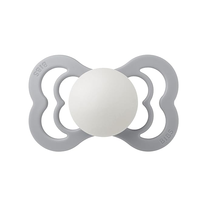 BIBS Supreme Baby Pacifier 2-Pack | Made in Denmark | BPA Free Dummy Soother, Symmetrical Nipple. Silicone, Size 2 (6-18 Months), Sage Glow/Cloud Glow