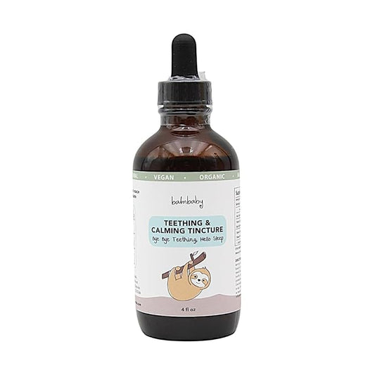 Balm Baby Natural Baby Teething & Calming Tincture - Calms, Soothes Gums and Discomfort – Vegan - Glass Bottle with Glass Dropper (4oz)
