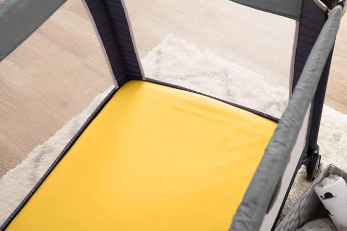 American Baby Company 2 Pack 100% Natural Cotton Fitted Pack and Play Sheets 39" x 27" - Soft & Breathable Pack N Play Sheets for Playard & Mini Crib Mattress, Yellow Star/Yellow, for Boys & Girls