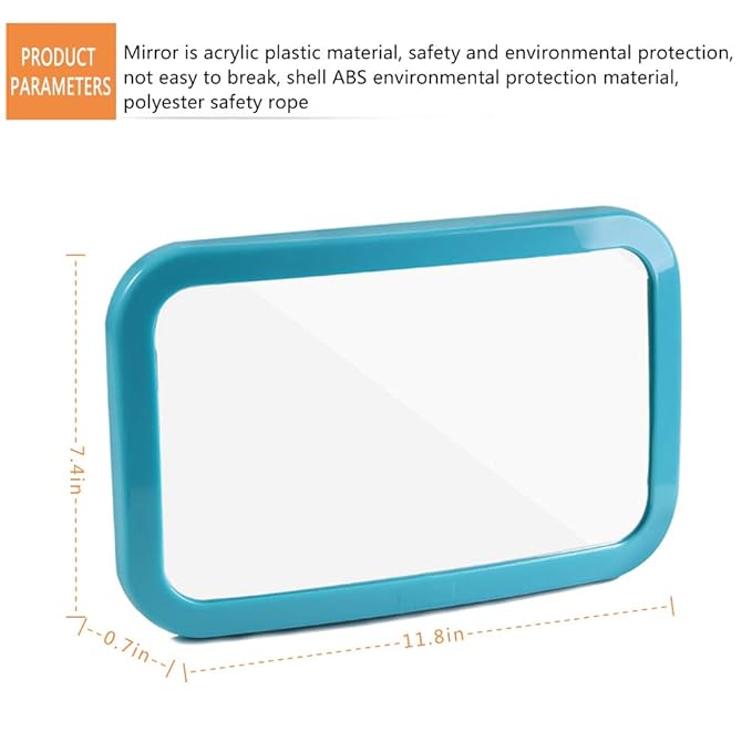 Baby Mirror for Car - Safety Car Seat Mirror for Rear Facing Infant with Wide Crystal Clear View - Adjustable Acrylic 360°for Backseat - Safe, Secure and Shatterproof (Blue)