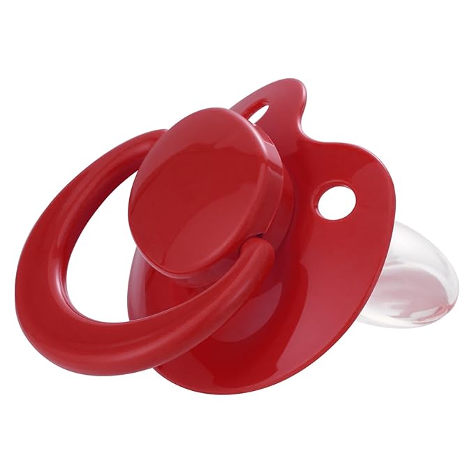 Adult Sized Pacifier Bigshield : Replacement Silicone Paci Big Teat for Anxiety Release - Orthodontic Binky Taken Apart and Re-Assembled Red