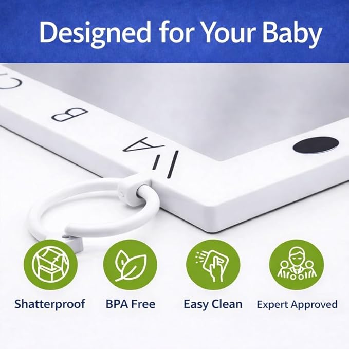 Premium Tactile Baby Mirror Toy for Tummy Time & Play, Double-Sided High-Contrast Sensory, Supports Crawling & Vision, Easy Clean, 12”x12” Large Size, Lightweight, Ideal Gift for 0–12 Months Babies
