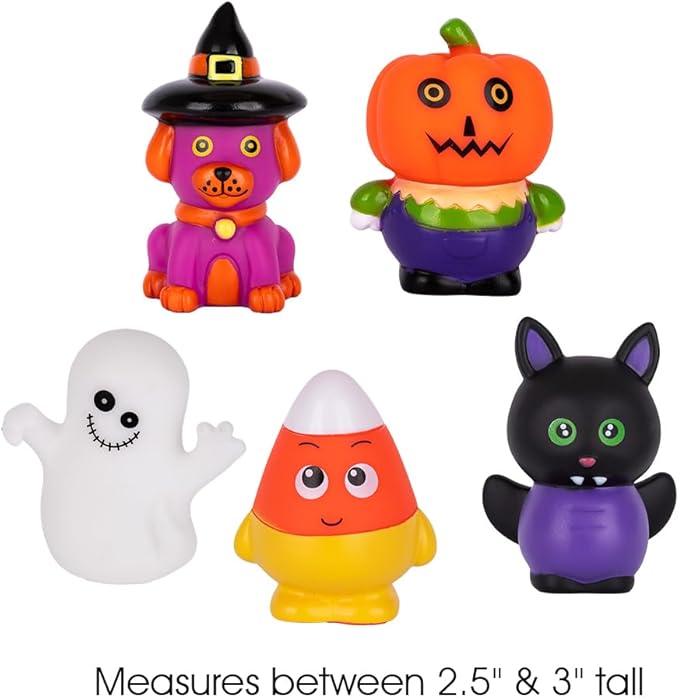 ArtCreativity Assorted Halloween Bath Toys for Kids, Pack of 10 Halloween Rubber Characters, Finger Puppets Toys, Trick or Treat Supplies, Goodie Bag Fillers, Party Favors