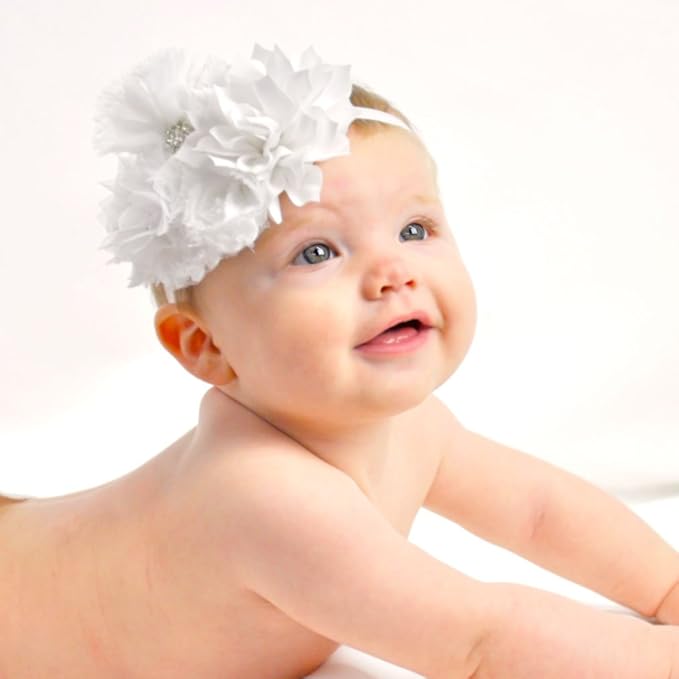 My Lello Shabby Fabric Flower Cluster Headbands Baby - Girls - Toddler Stretchy Elastic